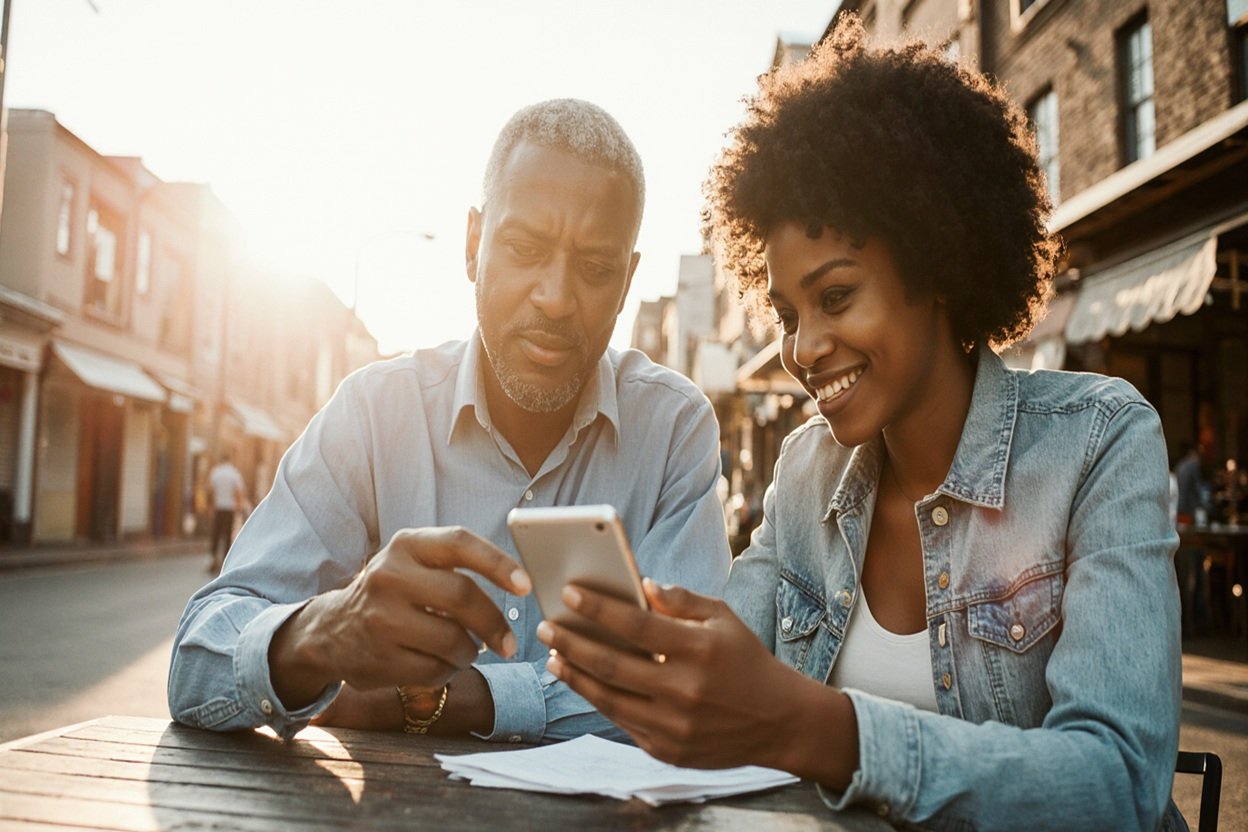Mentor guiding a young entrepreneur on a laptop