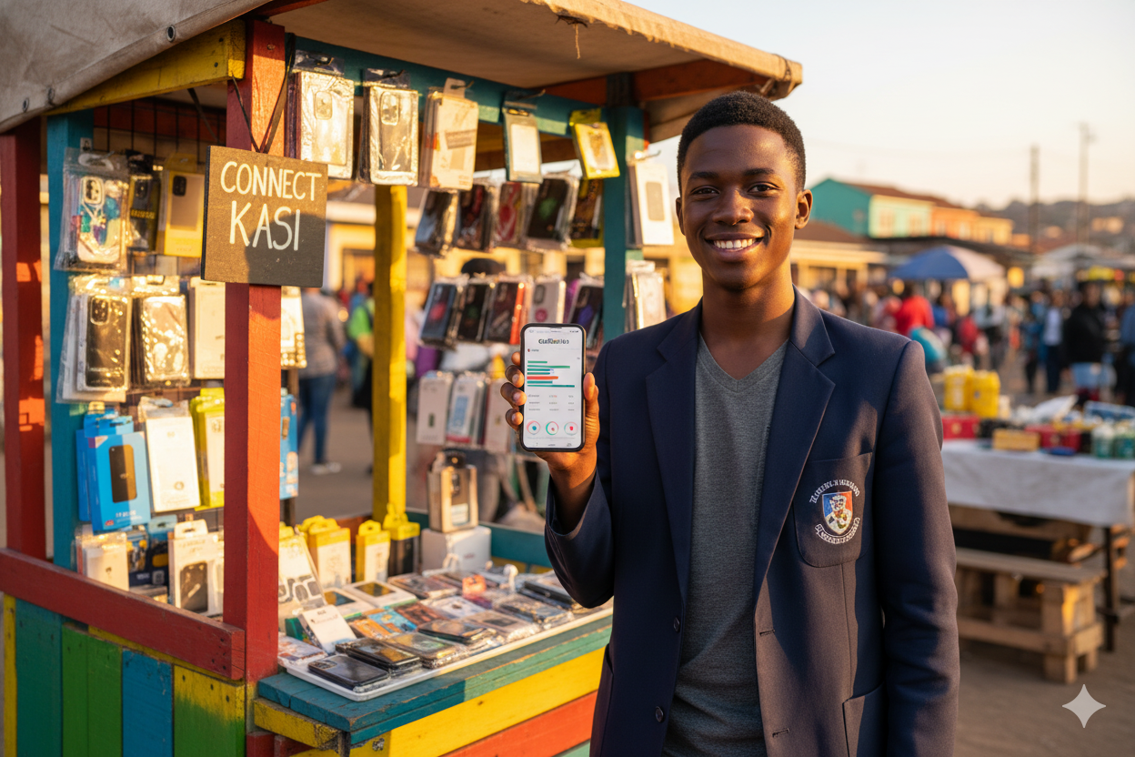 Learners selling handmade products at a school market